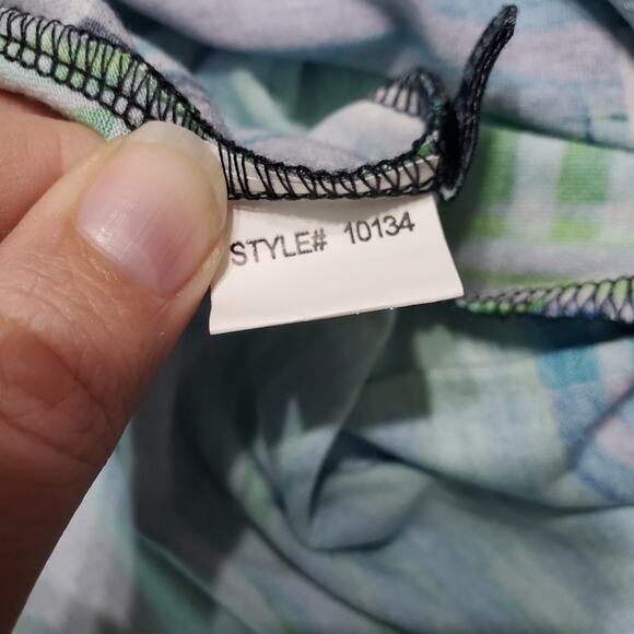 Lynn Ritchie Abstract Geometric Asymmetrical Mixed Media Sheer Tunic Top Size XL - Picture 7 of 7